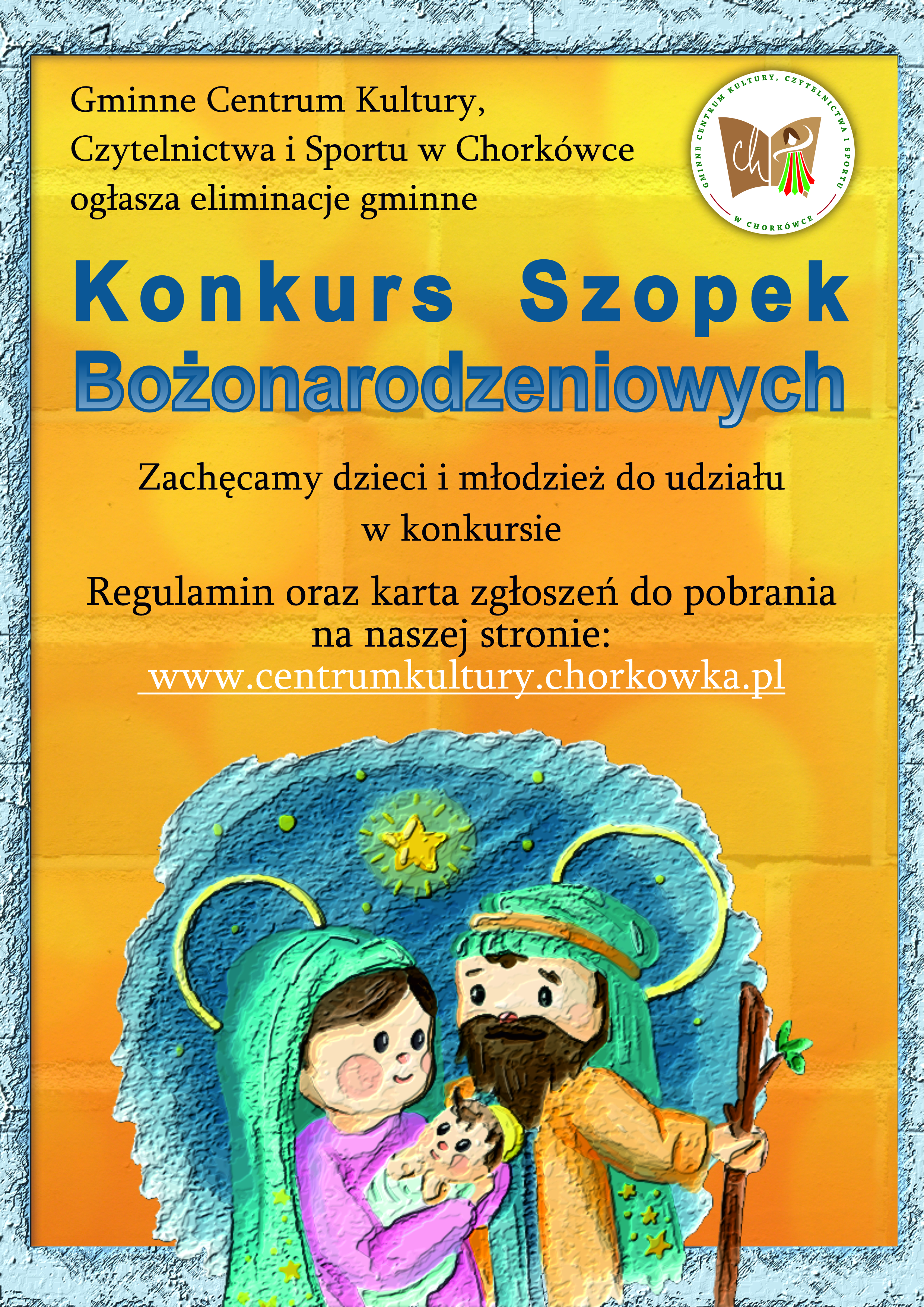 Na zdjęciu widzimy plakat pt. Międzynarodowy Konkurs Szopek Bożonarodzeniowych