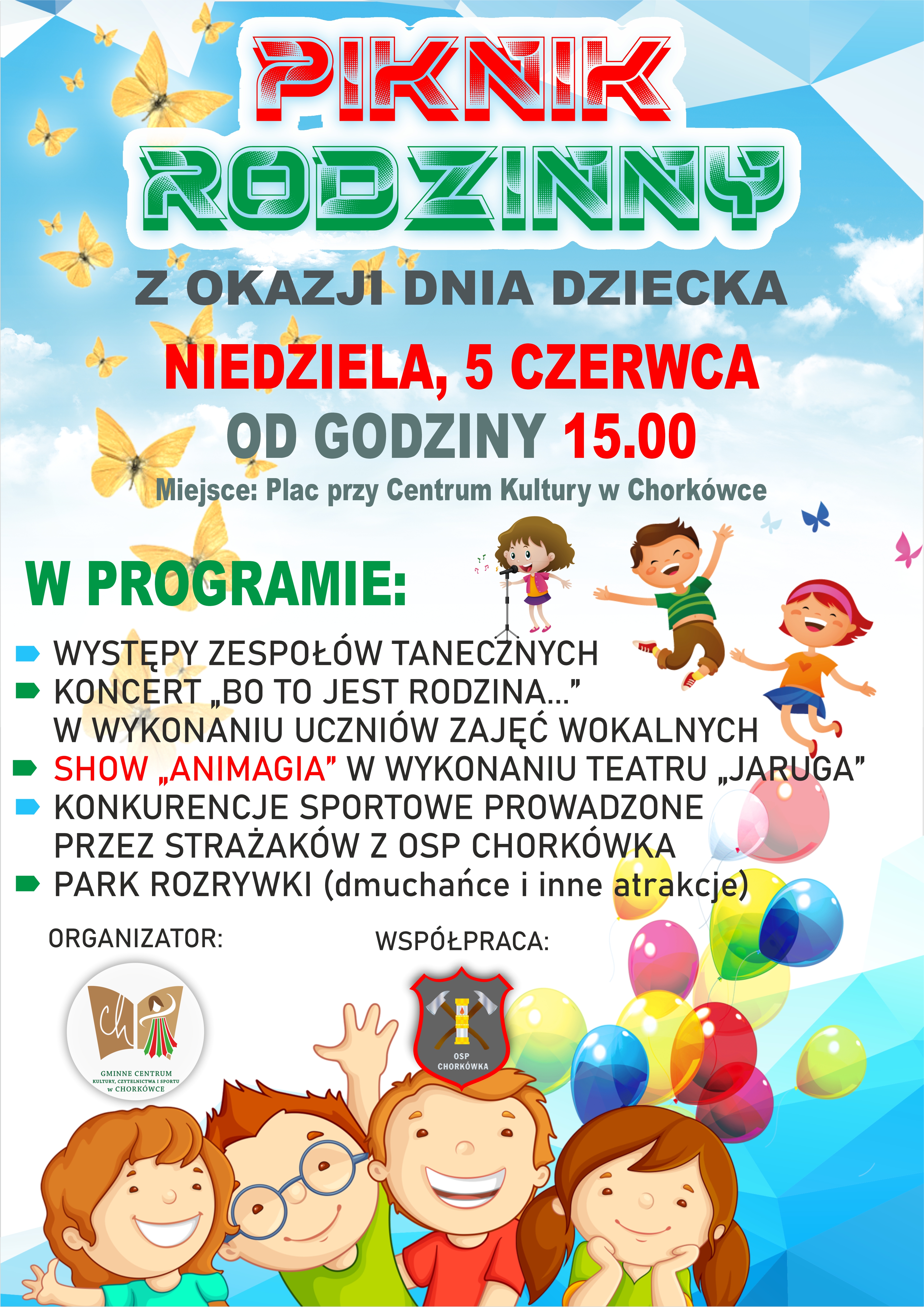 Na zdjęciu przedstawione jest plakat  Piknik Rodzinny z&nbsp;Okazji Dnia Dziecka