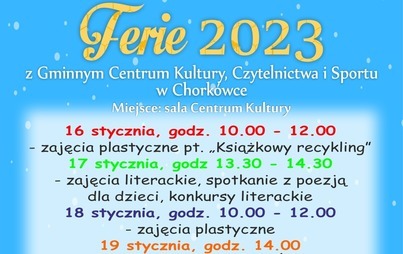 Zdjęcie do Zapraszamy dzieci i młodzież na zajęcia feryjne 